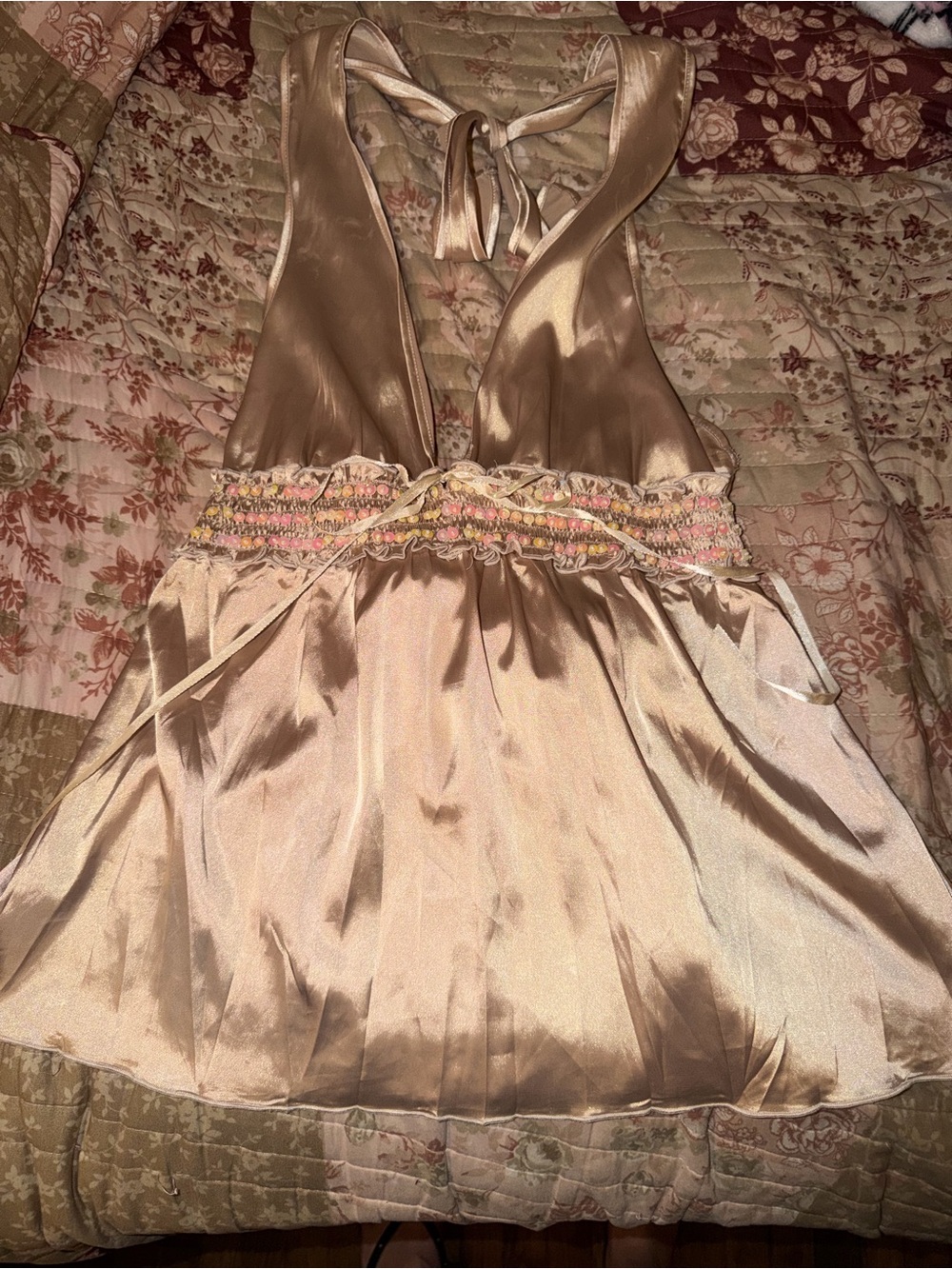 Silky Halter Top in Champagne